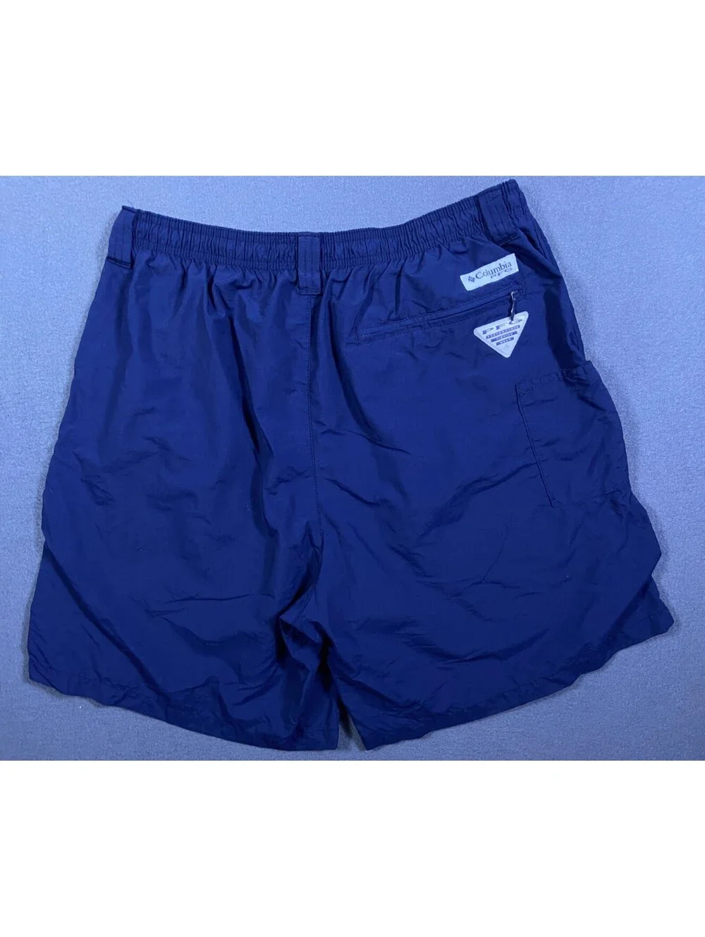 Columbia Shorts Men Small Adult Blue Navy Athletic PFG Fishing Gear Lined Swim